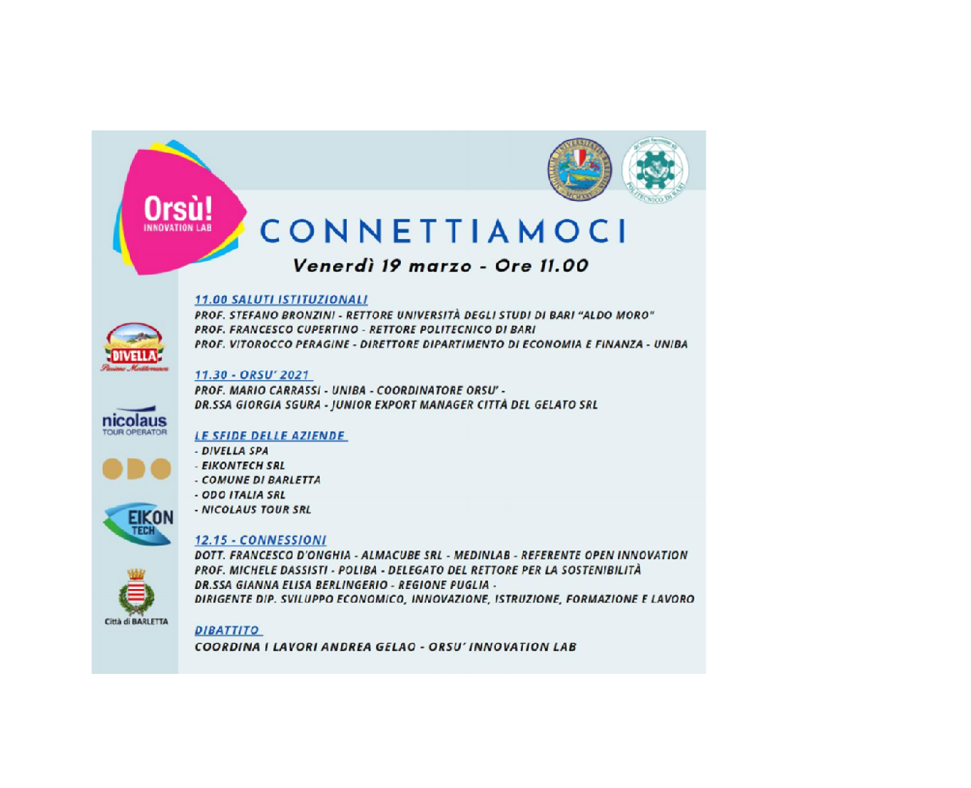 “Connettiamoci”. Al via terza edizione del laboratorio Orsù Innovation Lab